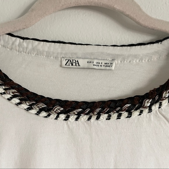 ZARA | White T shirt with Braid Embellishment - Picture 3 of 7